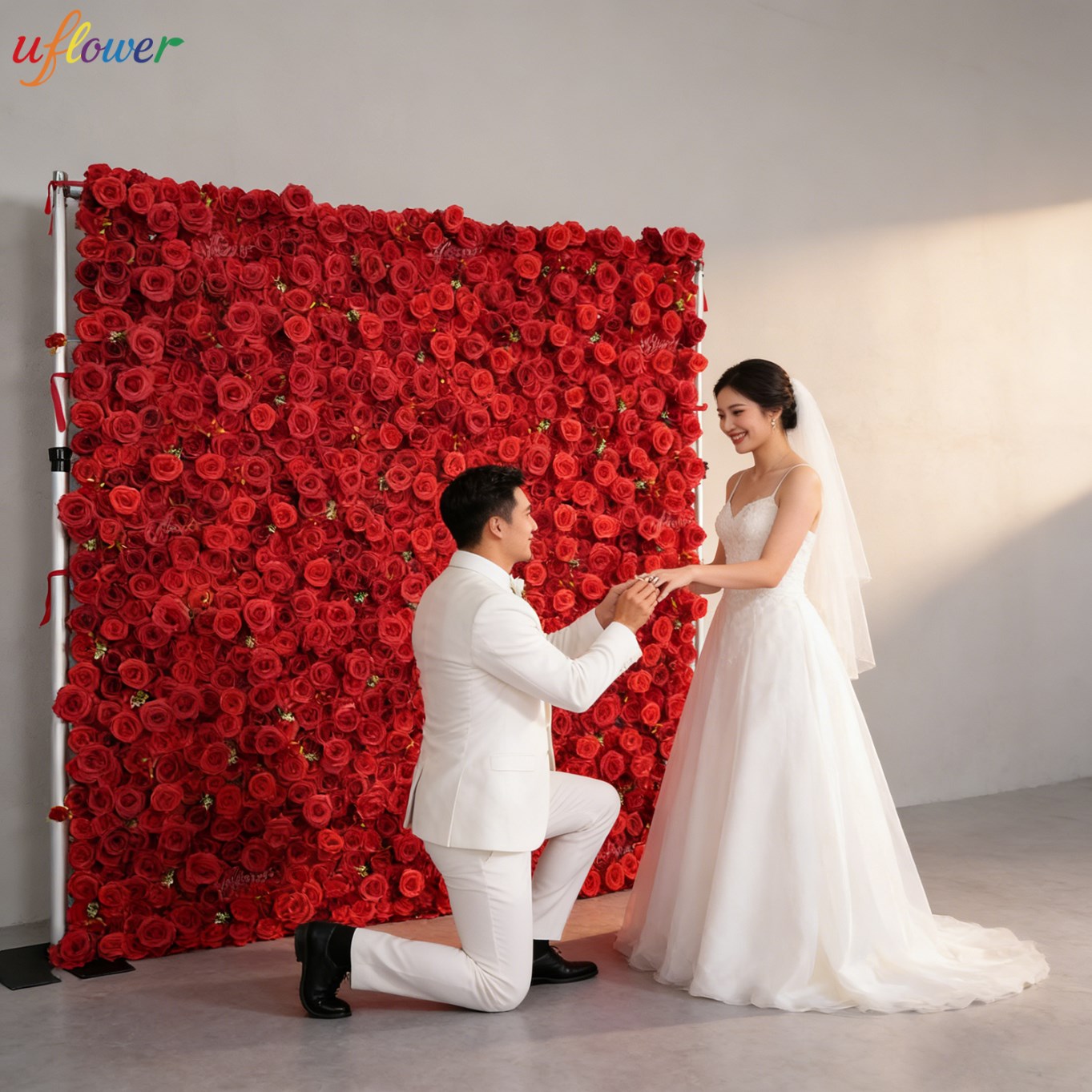 Uflower Red Rose Artificial Fl - Flower Wall Panel ulasan dan harga