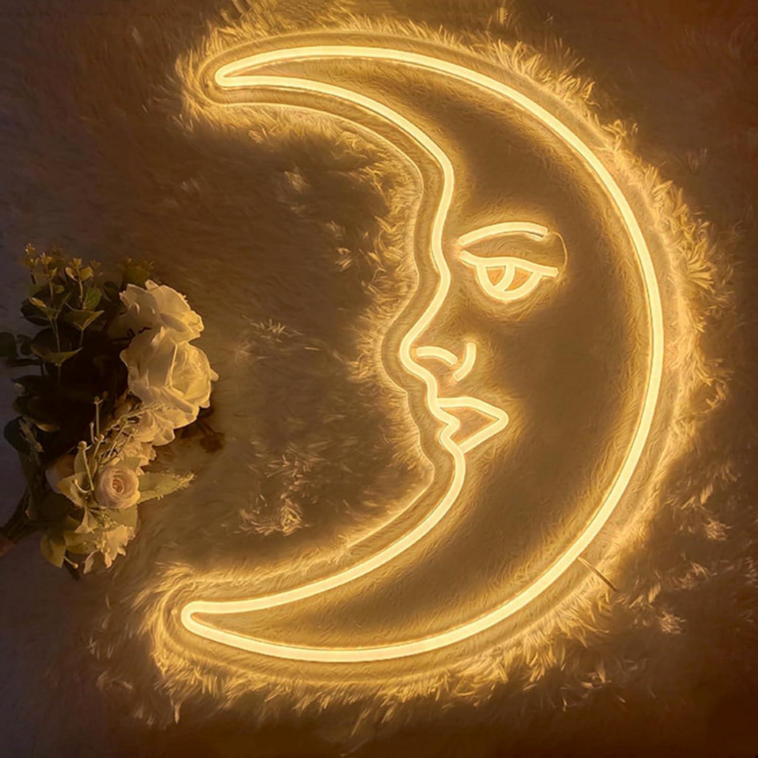 Moon Face Neon Sign USB Dimmab - Neon Sign Party ulasan dan harga
