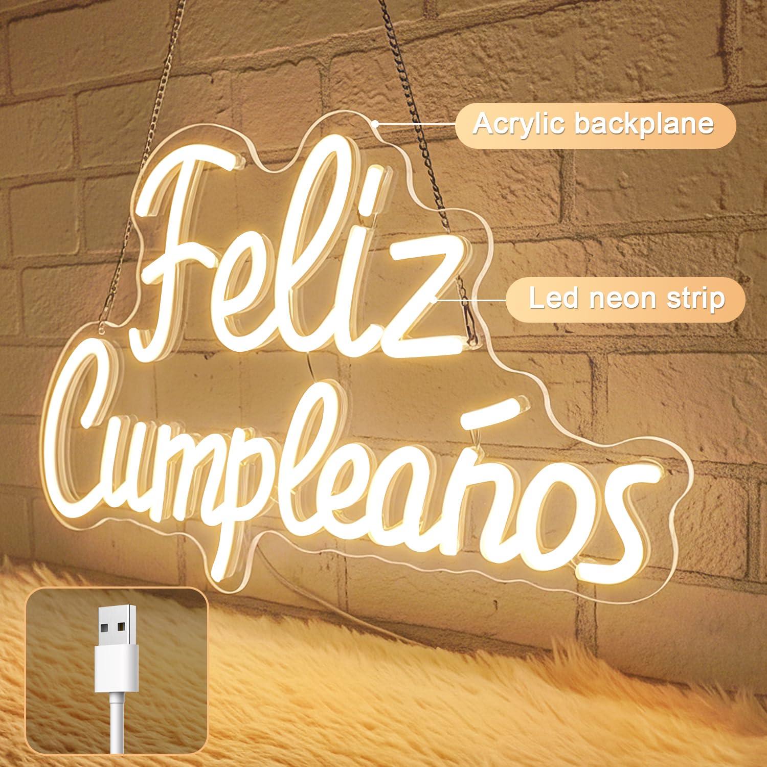Feliz Cumpleanos Neon Sign Dim - Neon Sign Party ulasan dan harga